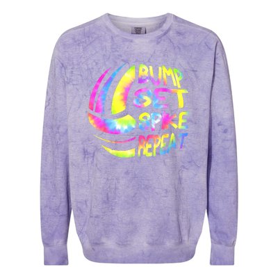 Volleyball Stuff Attire Tie Dye A Teen Girl Player Colorblast Crewneck Sweatshirt