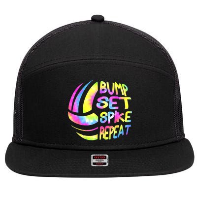 Volleyball Stuff Attire Tie Dye A Teen Girl Player 7 Panel Mesh Trucker Snapback Hat