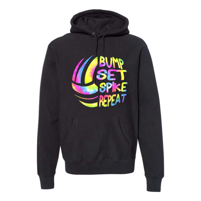 Volleyball Stuff Attire Tie Dye A Teen Girl Player Premium Hoodie