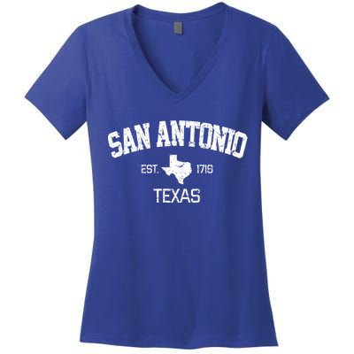 Vintage San Antonio Texas Est 1718 Souvenir Gift Cool Gift Women's V-Neck T-Shirt