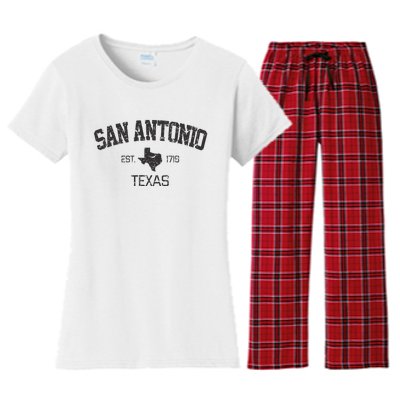 Vintage San Antonio Texas EST 1718 Souvenir Gift Women's Flannel Pajama Set