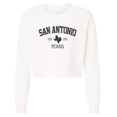 Vintage San Antonio Texas EST 1718 Souvenir Gift Cropped Pullover Crew