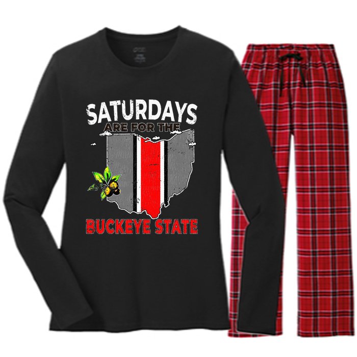 Vintage Saturdays Are For The Buckeye State Grunge Women's Long Sleeve Flannel Pajama Set 