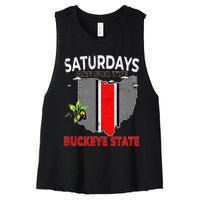 Vintage Saturdays Are For The Buckeye State Grunge Women's Racerback Cropped Tank