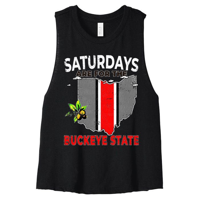 Vintage Saturdays Are For The Buckeye State Grunge Women's Racerback Cropped Tank