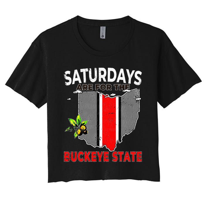 Vintage Saturdays Are For The Buckeye State Grunge Women's Crop Top Tee