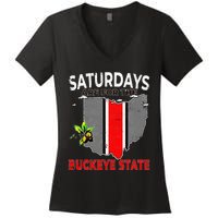 Vintage Saturdays Are For The Buckeye State Grunge Women's V-Neck T-Shirt