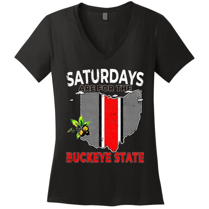 Vintage Saturdays Are For The Buckeye State Grunge Women's V-Neck T-Shirt