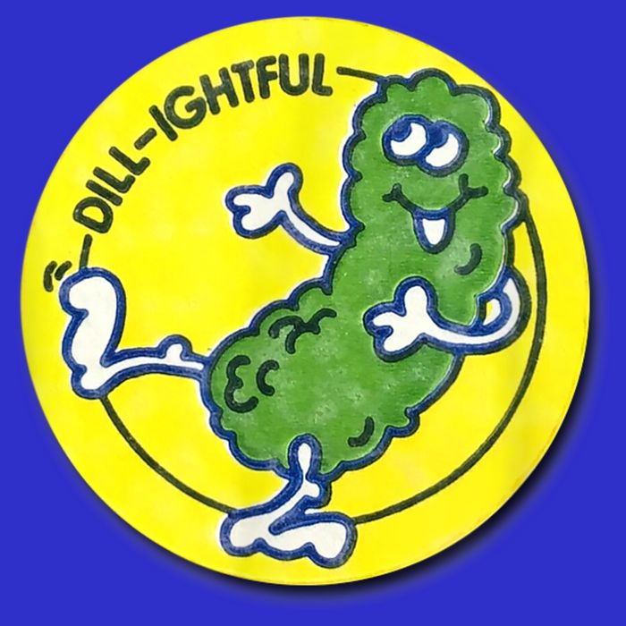 Vintage Scratch And Sniff Sticker Dill Pickle, DillLightful Button