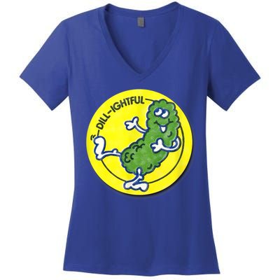 Vintage Scratch And Sniff Sticker Dill Pickle, DillLightful Women's V-Neck T-Shirt