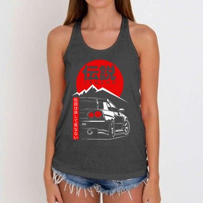 Vintage Skyline Automotive Jdm Legend Tuning Car Women's Knotted Racerback Tank