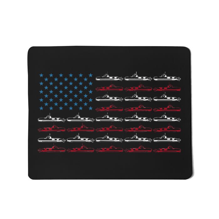 Vintage Submarine American Flag 4th Of July Mousepad