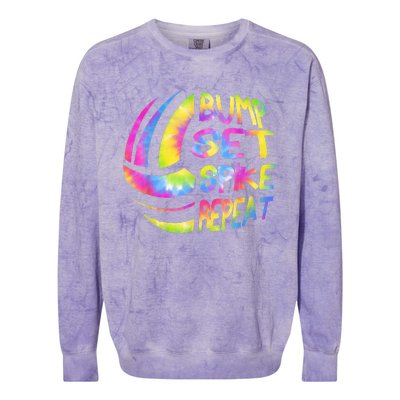 Volleyball Stuff Attire Tie Dye Gift For A Teen Girl Player Colorblast Crewneck Sweatshirt