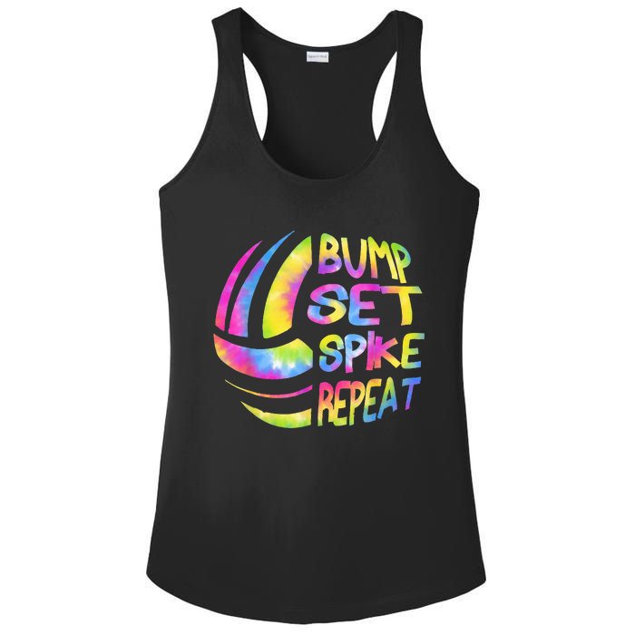 Volleyball Stuff Attire Tie Dye Gift For A Teen Girl Player Ladies PosiCharge Competitor Racerback Tank