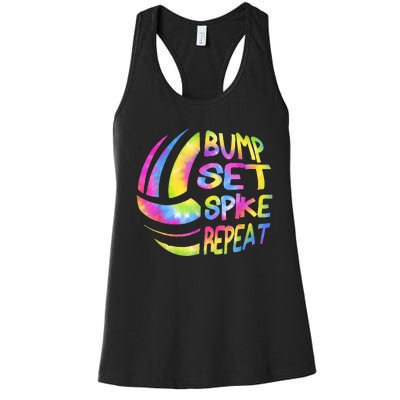 Volleyball Stuff Attire Tie Dye Gift For A Teen Girl Player Women's Racerback Tank