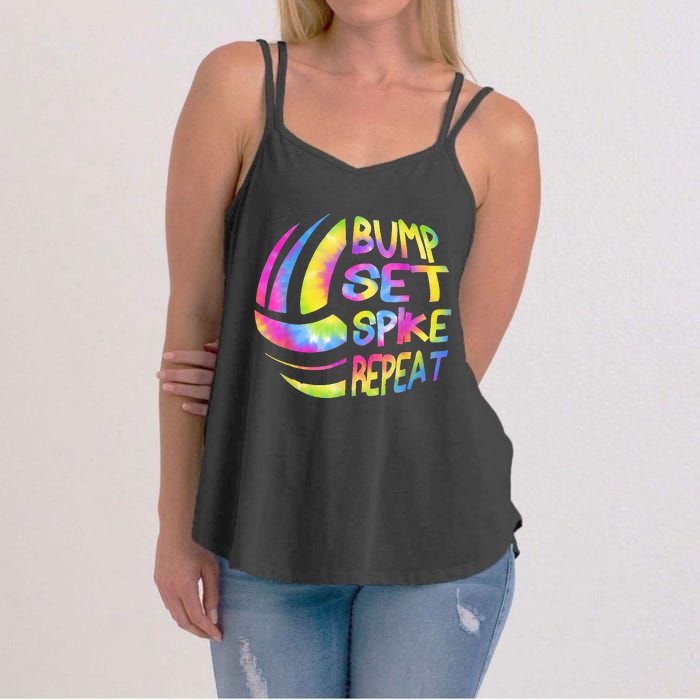 Volleyball Stuff Attire Tie Dye Gift For A Teen Girl Player Women's Strappy Tank