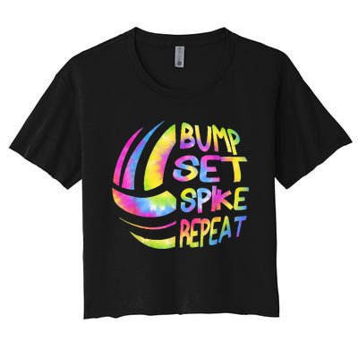 Volleyball Stuff Attire Tie Dye Gift For A Teen Girl Player Women's Crop Top Tee