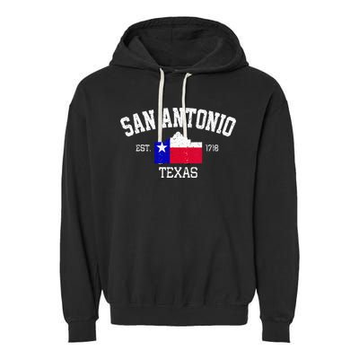 Vintage San Antonio The Alamo Texas Flag Garment-Dyed Fleece Hoodie