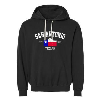 Vintage San Antonio The Alamo Texas Flag Garment-Dyed Fleece Hoodie