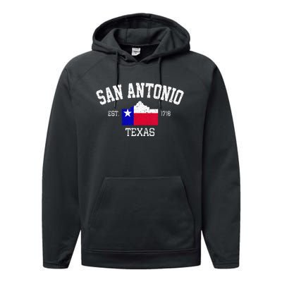 Vintage San Antonio The Alamo Texas Flag Performance Fleece Hoodie