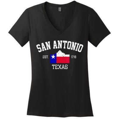 Vintage San Antonio The Alamo Texas Flag Women's V-Neck T-Shirt