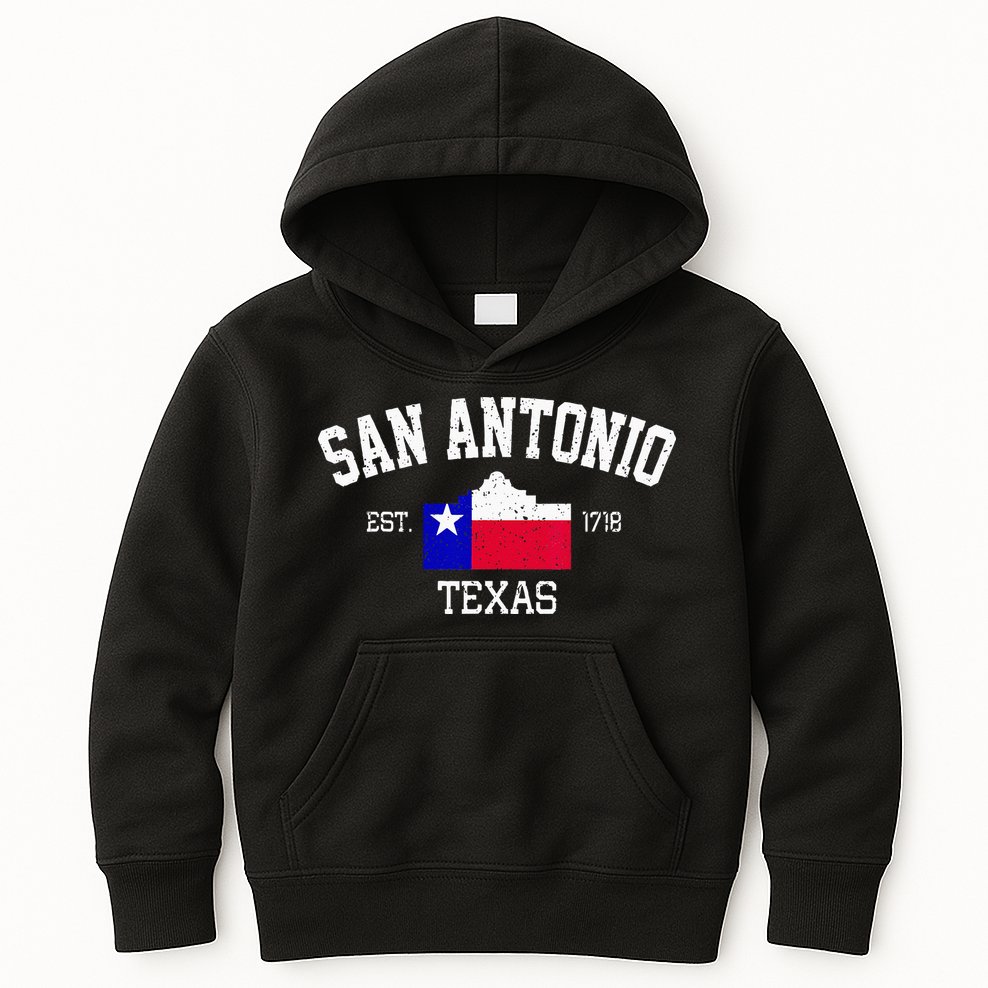 Vintage San Antonio The Alamo Texas Flag Kids Hoodie