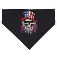 Vintage Skull American Flag Hat 4th Of July Patriotic USA-Made Doggie Bandana