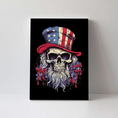 Vintage Skull American Flag Hat 4th Of July Patriotic Canvas