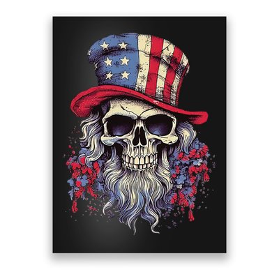 Vintage Skull American Flag Hat 4th Of July Patriotic Poster