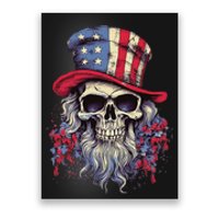 Vintage Skull American Flag Hat 4th Of July Patriotic Poster