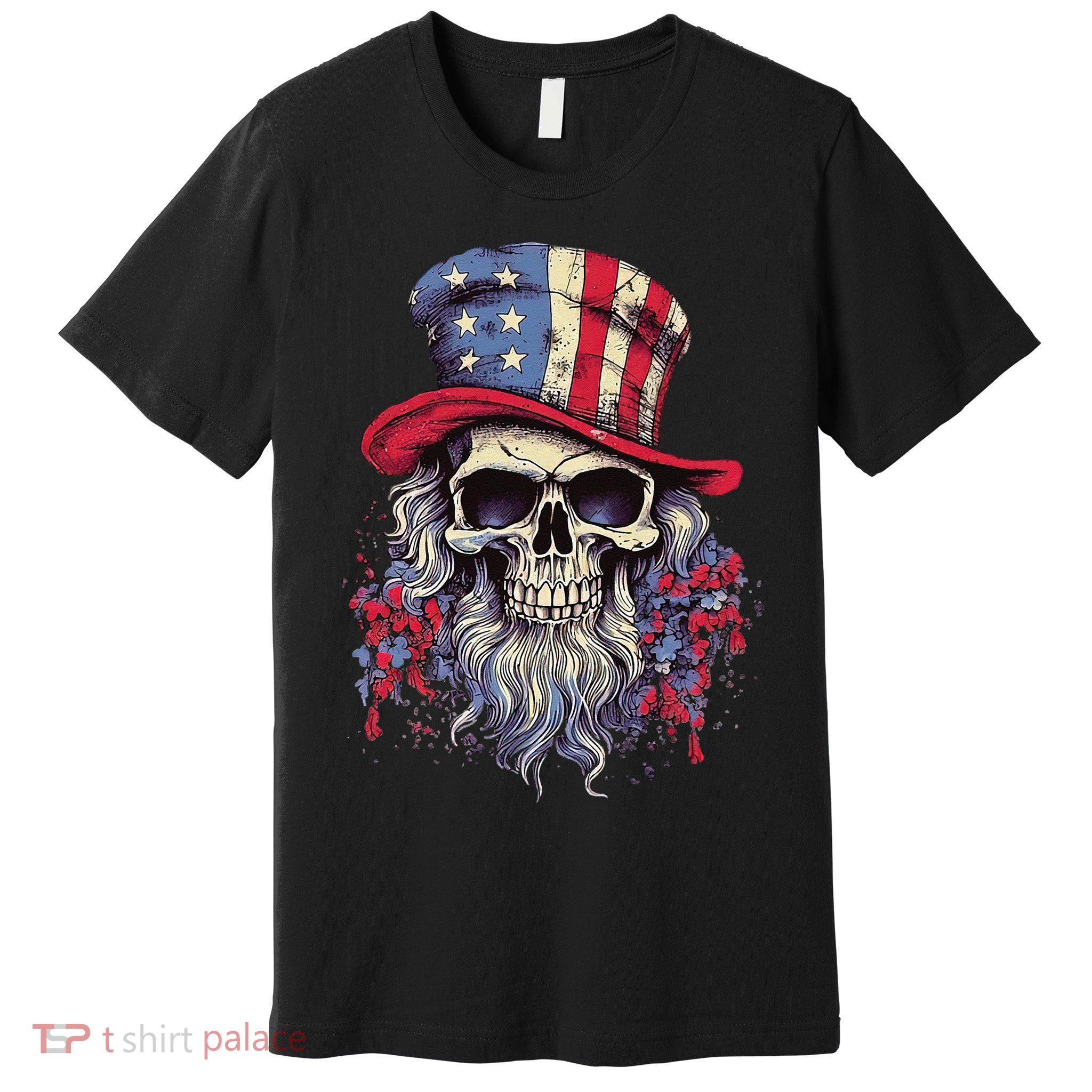 Vintage Skull American Flag Hat 4th Of July Patriotic Premium T-Shirt