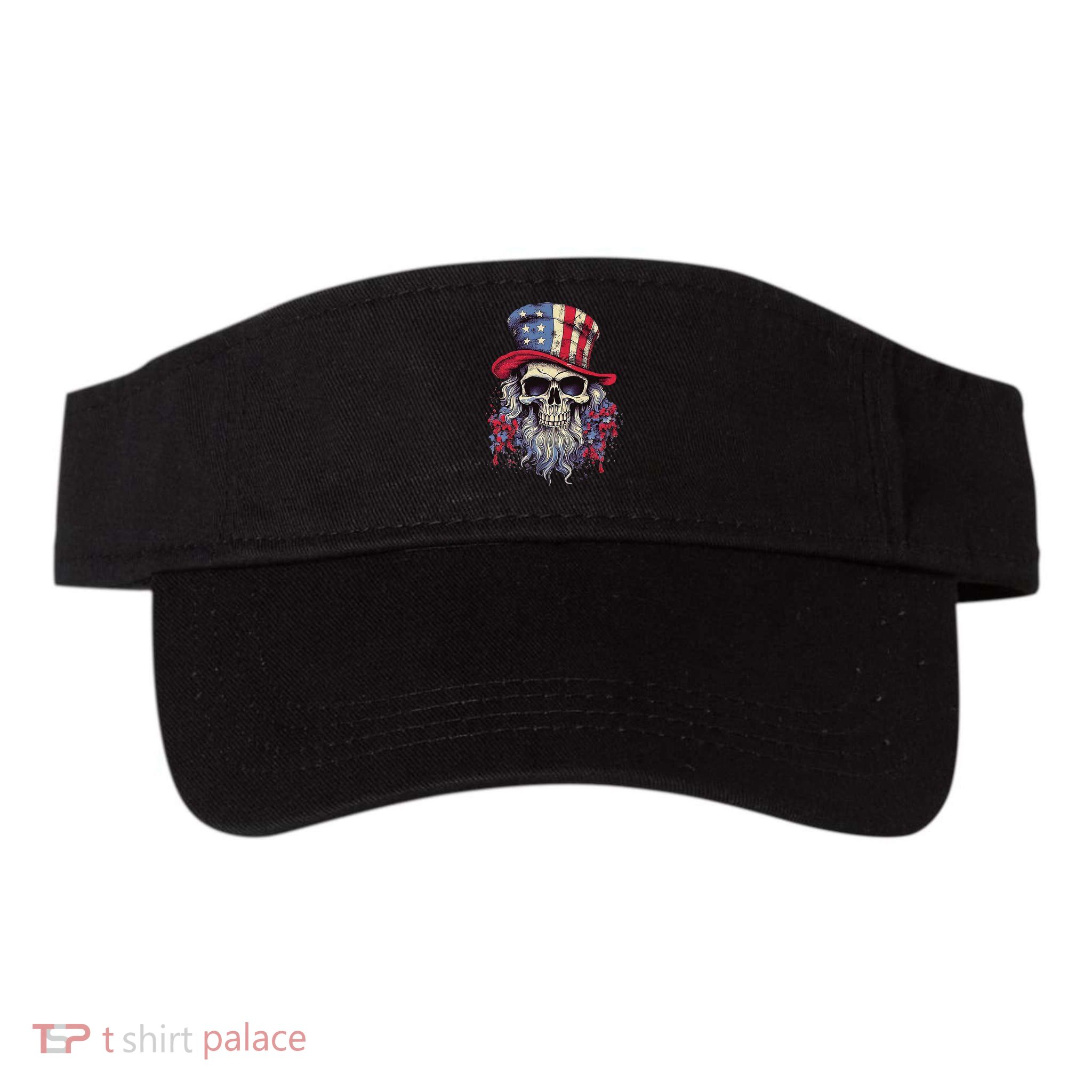 Vintage Skull American Flag Hat 4th Of July Patriotic Visor