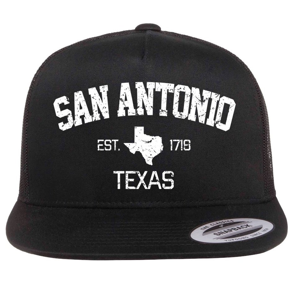 Vintage San Antonio Texas Est 1718 Souvenir Gift Cool Gift Flat Bill Trucker Hat