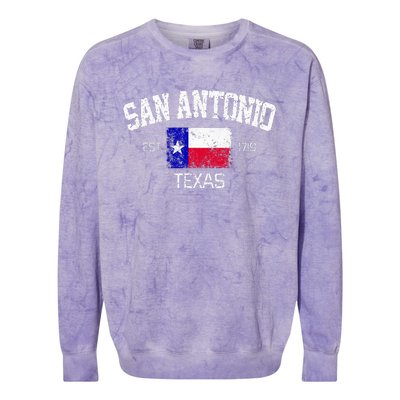 Vintage San Antonio Texas Est 1718 Souvenir Colorblast Crewneck Sweatshirt