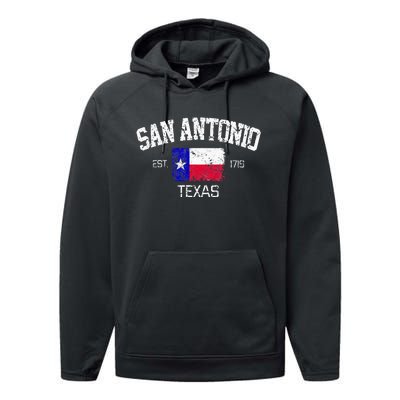 Vintage San Antonio Texas Est 1718 Souvenir Performance Fleece Hoodie