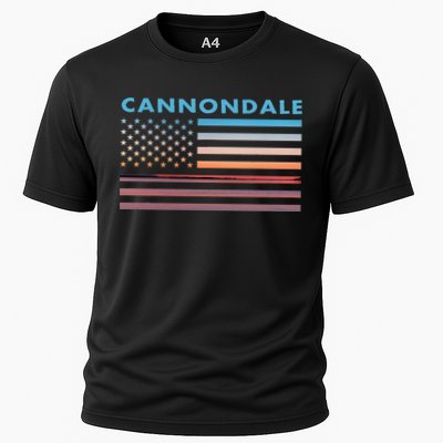 Vintage Sunset American Flag Cannondale Connecticut Cooling Performance Crew T-Shirt