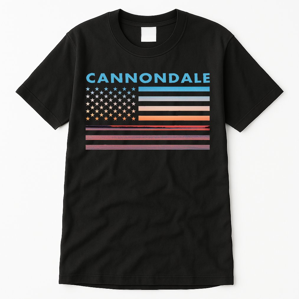 Vintage Sunset American Flag Cannondale Connecticut Tall T-Shirt