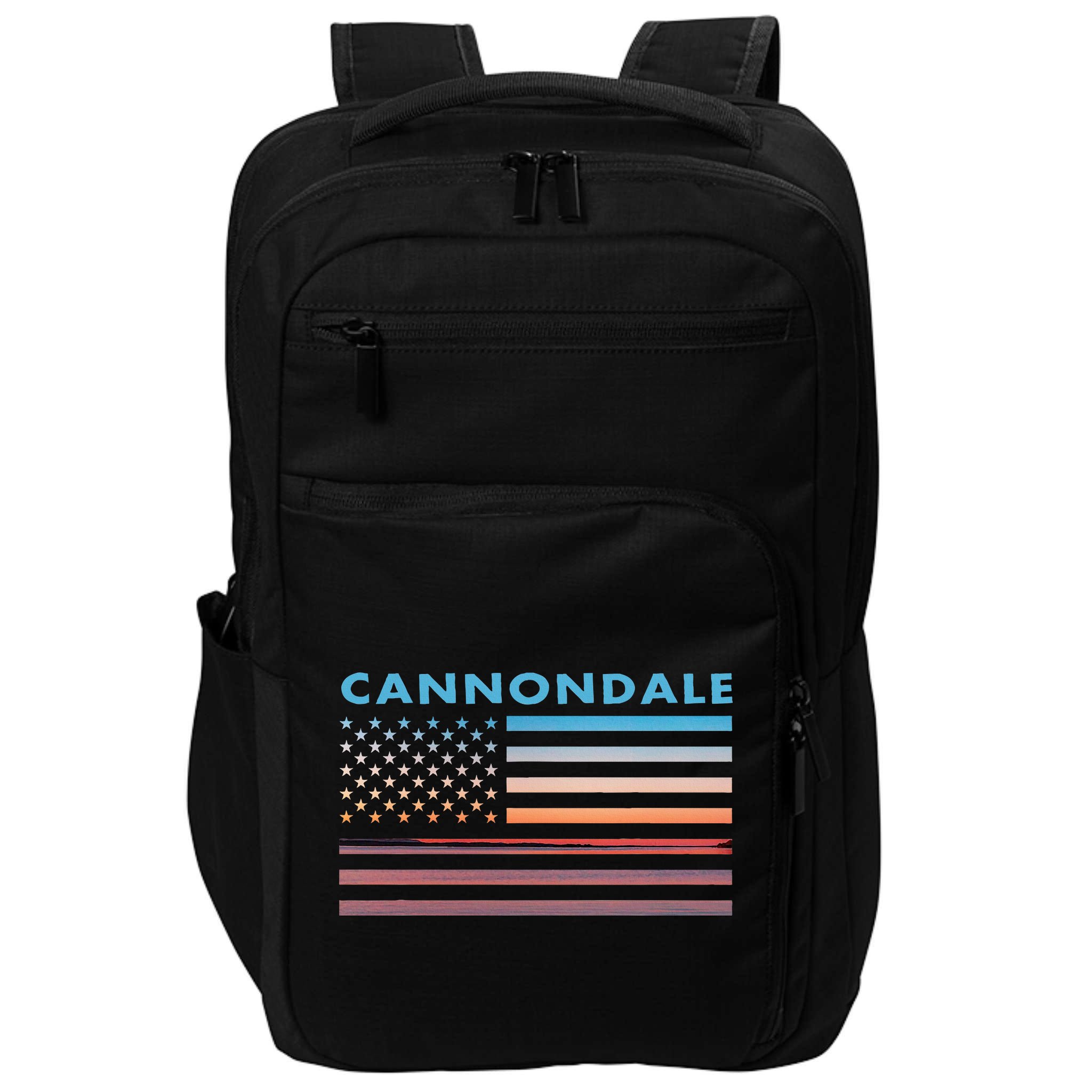 Vintage Sunset American Flag Cannondale Connecticut Impact Tech Backpack