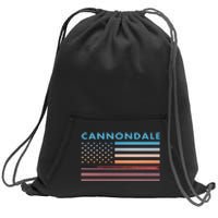 Vintage Sunset American Flag Cannondale Connecticut Sweatshirt Cinch Pack Bag