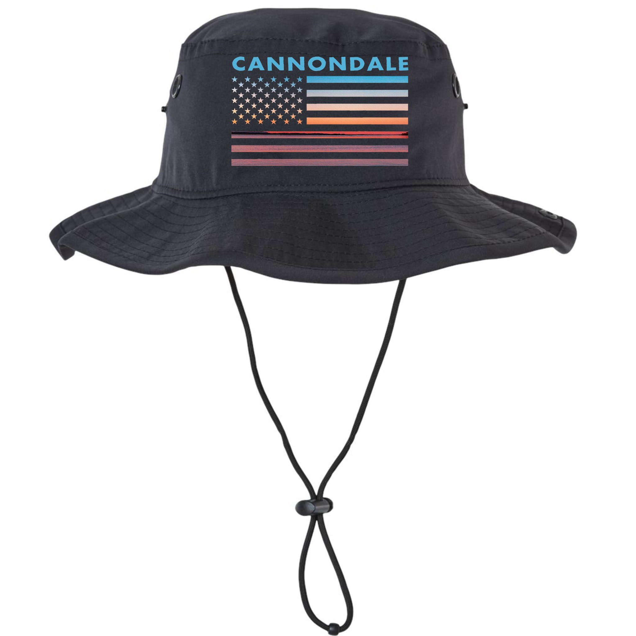 Vintage Sunset American Flag Cannondale Connecticut Bucket Hat