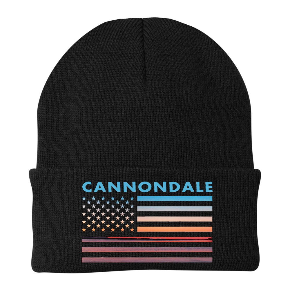 Vintage Sunset American Flag Cannondale Connecticut Beanie
