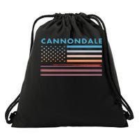 Vintage Sunset American Flag Cannondale Connecticut Drawstring Bag