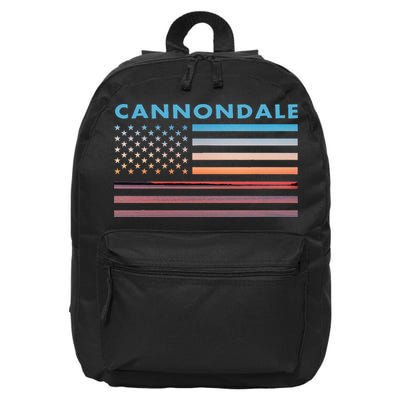 Vintage Sunset American Flag Cannondale Connecticut 16 in Basic Backpack