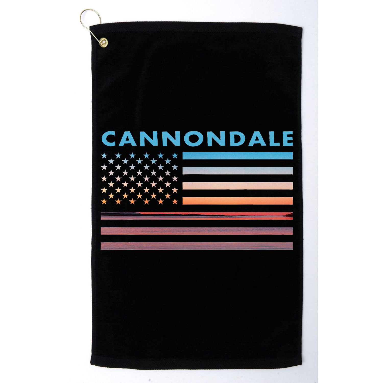 Vintage Sunset American Flag Cannondale Connecticut Golf Towel