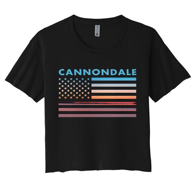 Vintage Sunset American Flag Cannondale Connecticut Crop Top