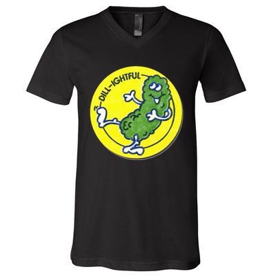 Vintage Scratch and Sniff Sticker Dill Pickle DillLightful V-Neck T-Shirt