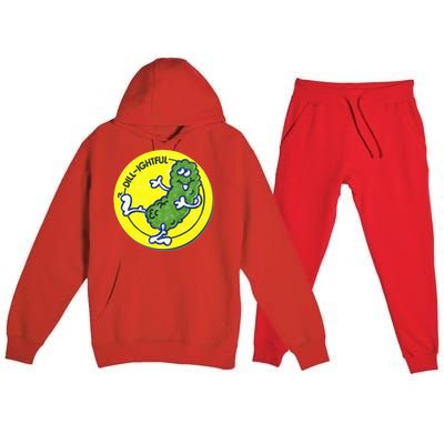 Vintage Scratch and Sniff Sticker Dill Pickle DillLightful Premium Hooded Sweatsuit Set