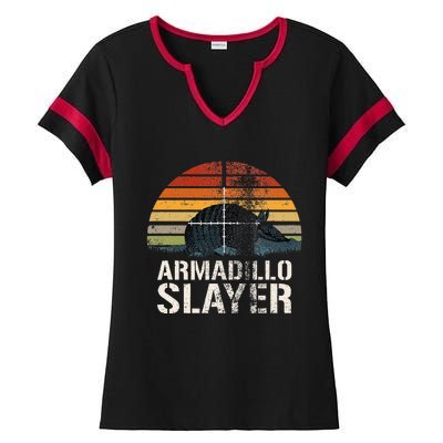 Vintage Sunset Armadillo S.L.A.Y.E.R Armadillo Hunter Gift Ladies Halftime Notch Neck Tee