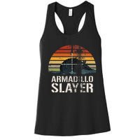 Vintage Sunset Armadillo S.L.A.Y.E.R Armadillo Hunter Gift Women's Racerback Tank