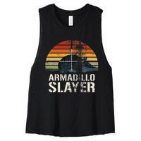 Vintage Sunset Armadillo S.L.A.Y.E.R Armadillo Hunter Gift Women's Racerback Cropped Tank